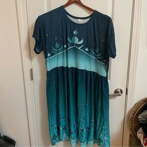 Plus size, woman’s teal blue midi dress, Disney inspired costume